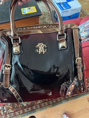 Roberto Cavalli Patent Satchel w/ strap